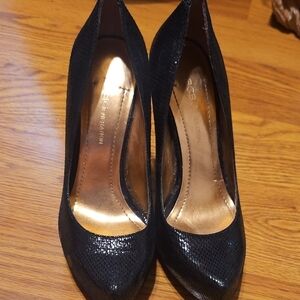 BCBGeneration Black Snake Textured Leather Heel